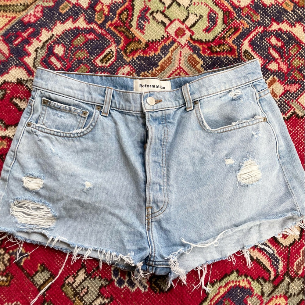 Reformation denim shorts